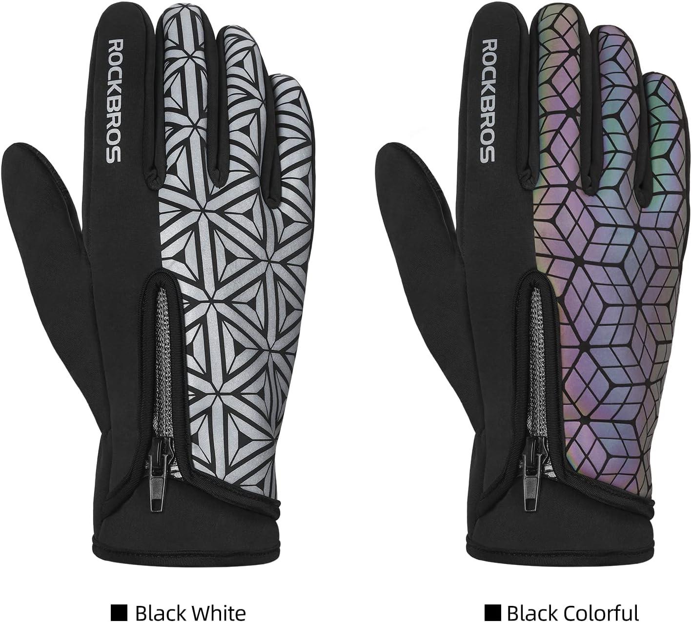 imageROCKBROS Winter Cycling Gloves for Men Women Winter Fleece Full Finger Bike Gloves Touch Screen Road Mountain Bicycle Glovesblack colorful