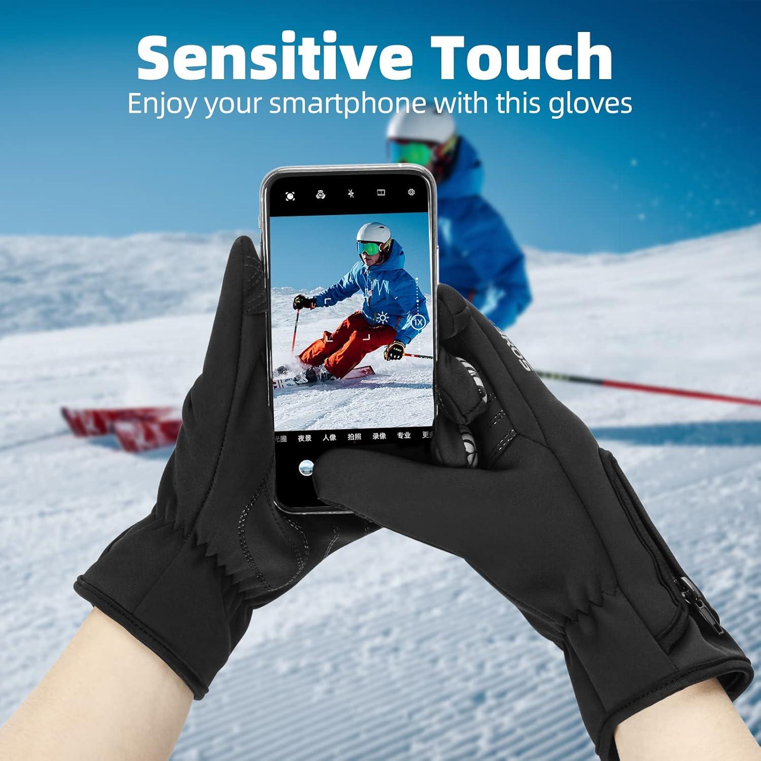 imageROCKBROS Winter Cycling Gloves for Men Women Winter Fleece Full Finger Bike Gloves Touch Screen Road Mountain Bicycle Glovesblack white