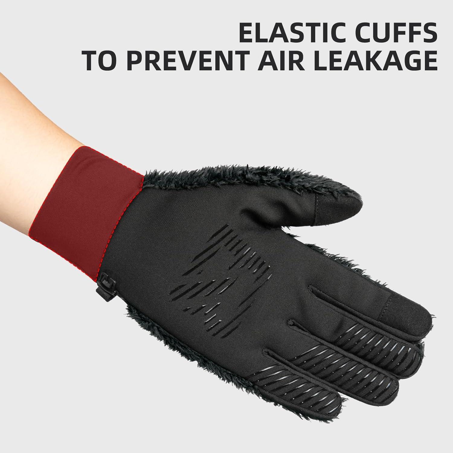 imageROCKBROS Winter Gloves Men Women Long Black Windproof Cycling Gloves Touch Screen Thermal Gloves for Running Driving Workblack