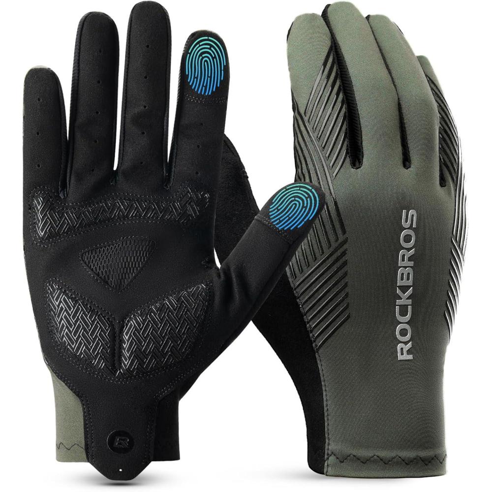 imageROCKBROS Cycling Gloves AntiSlip Full Finger MTB Road Bike Gloves for Riding Running Hiking Outdoor SportsUS MAsian L
