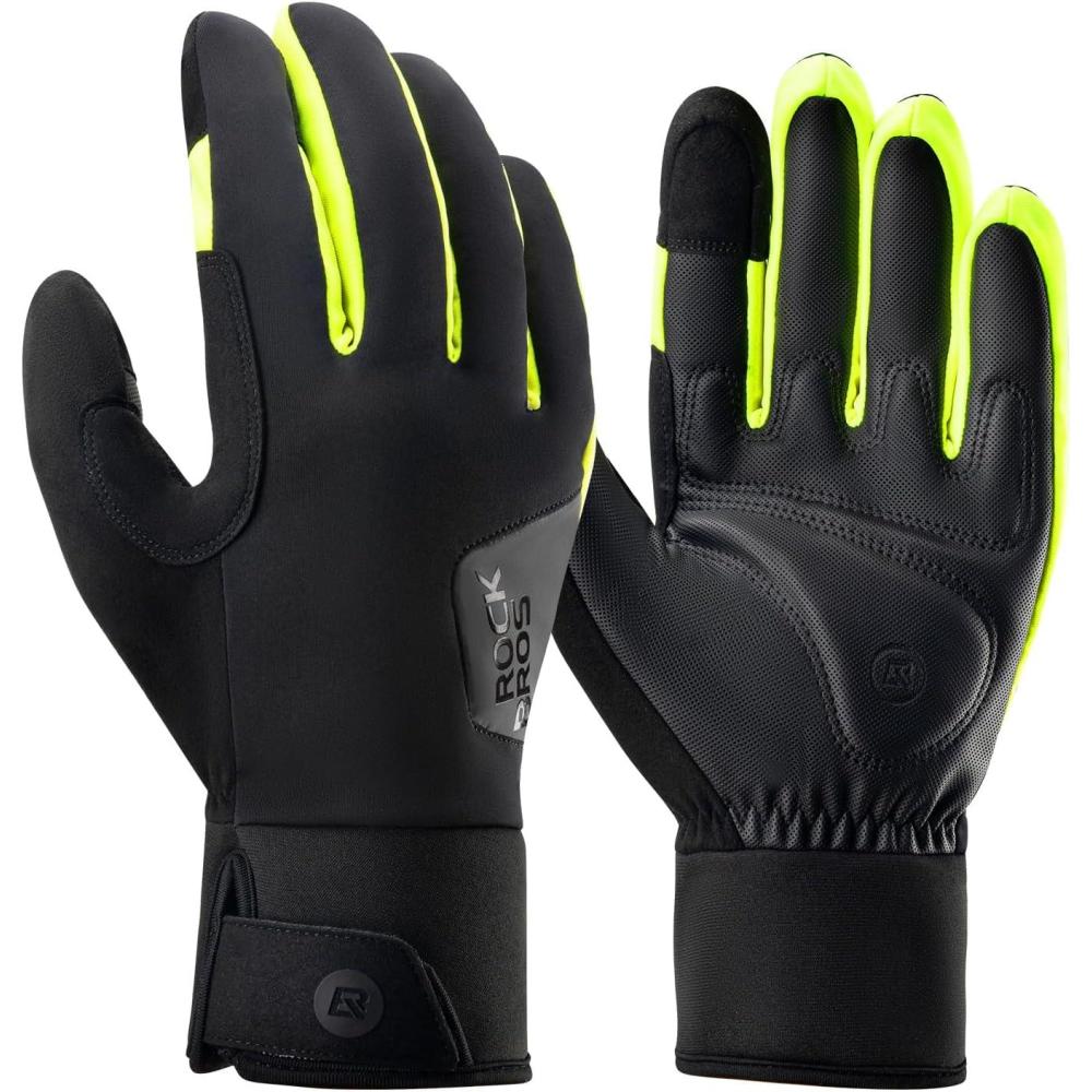 imageROCKBROS Cycling Gloves Windproof Winter Gloves for Men Women Padded Bike Gloves Thermal Gloves for Cycling Running Driving in Cold WeatherLarge