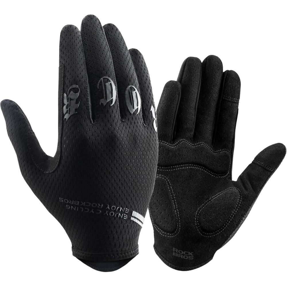 imageROCKBROS Cycling Gloves for Men Breathable Touchscreen Mountain Bike GlovesBlack