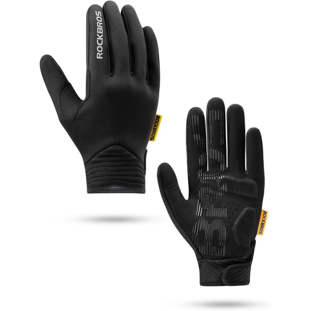 imageROCKBROS Cycling Gloves for Men Women Cold Weather Touchscreen Motorcycle Mountain Bike Gloves Full Finger Bike Gloves SBR Pad Biking Gloves for Men Bicycle GlovesUS XSAsian S