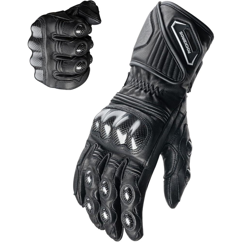 imageROCKBROS Motorcycle Gloves amp Mountain Bike Gloves for Men Women Windproof Touchscreen Shock and Abrasion Resistant Carbon Fiber Hard MTB Gloves for Dirt Bike Climbing RacingSkiingWork