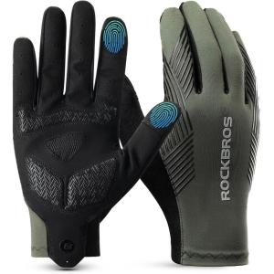ROCKBROS Cycling Gloves – Anti-Slip Full Finger MTB Road Bike Gloves for Riding, Running, Hiking, Outdoor Sports(US S=Asian M)