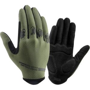 ROCKBROS Cycling Gloves for Men – Breathable Touchscreen Mountain Bike Gloves(Black Green)