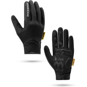 ROCKBROS Cycling Gloves for Men Women Cold Weather Touchscreen Motorcycle Mountain Bike Gloves Full Finger Bike Gloves SBR Pad Biking Gloves for Men Bicycle Gloves(US XS=Asian S)