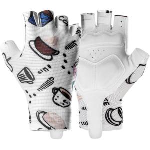 ROCKBROS Cycling Gloves for Women Cycling Fingerless Mountain Bike Gloves Sun Gloves Breathable, Shock-Absorbing, Non-Slip(white)