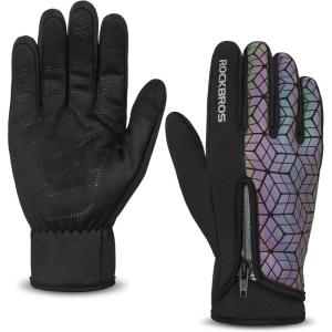 ROCKBROS Winter Cycling Gloves for Men Women Winter Fleece Full Finger Bike Gloves Touch Screen Road Mountain Bicycle Gloves(black colorful)