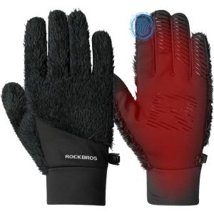 ROCKBROS Winter Gloves Men Women Long Black Windproof Cycling Gloves Touch Screen Thermal Gloves for Running Driving Work(black)