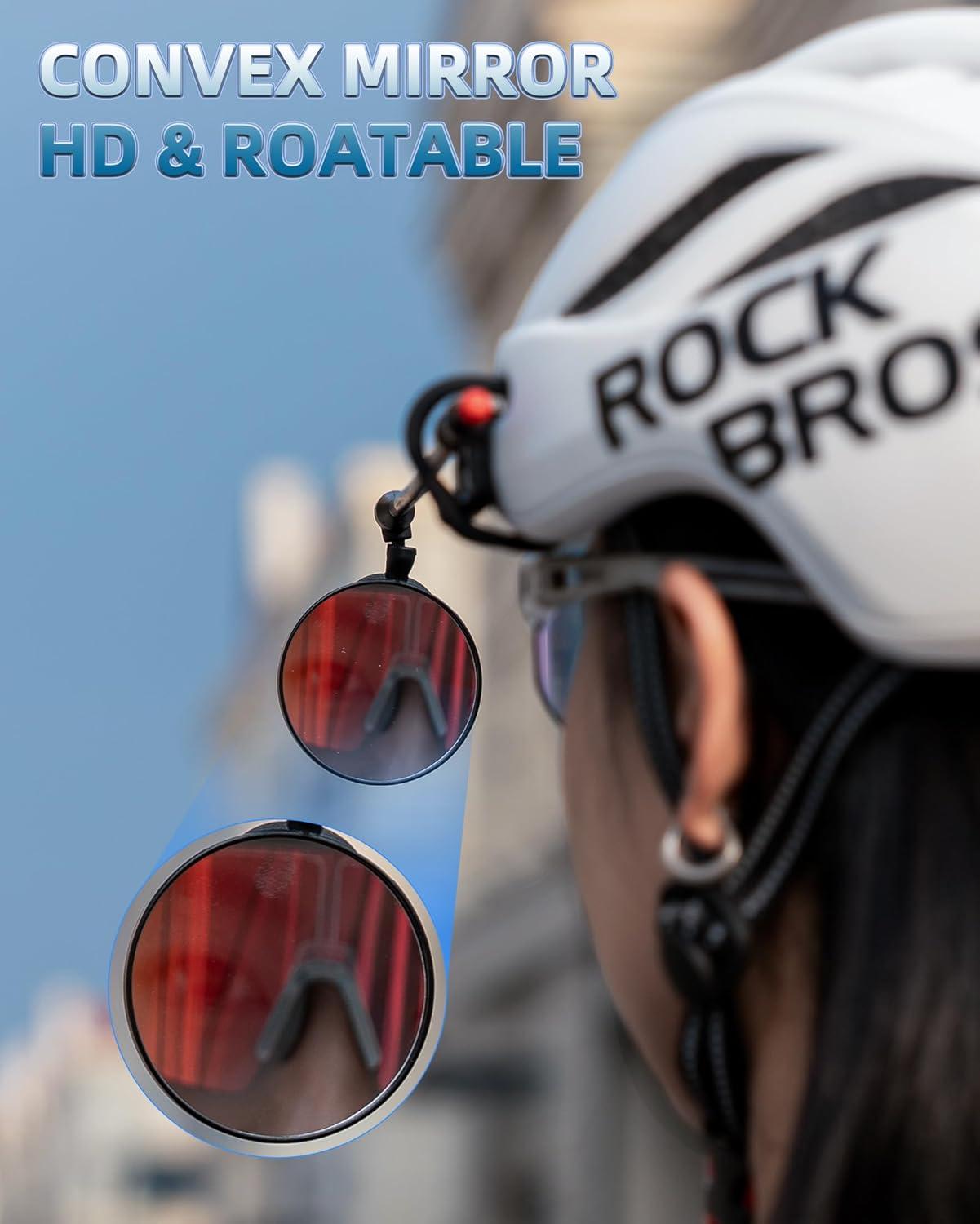 imageROCKBROS Bike Helmet Mirror 55cm HD Mirror Flexible Frame Detachable Design MTB Helmet Mirror for Bicycle Cycling Helmet Bike AccessoiresBlack55cm