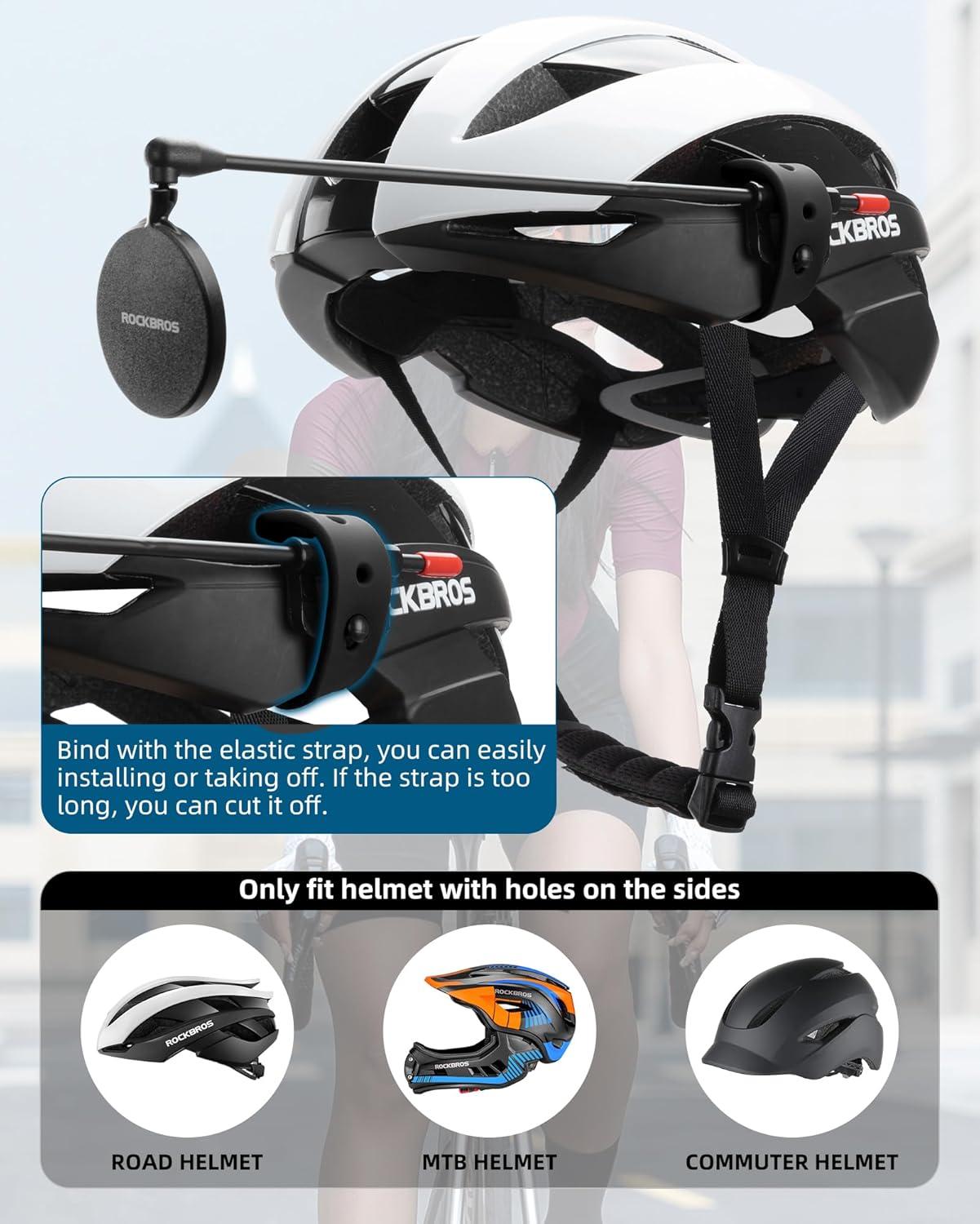 imageROCKBROS Bike Helmet Mirror 55cm HD Mirror Flexible Frame Detachable Design MTB Helmet Mirror for Bicycle Cycling Helmet Bike AccessoiresBlack55cm