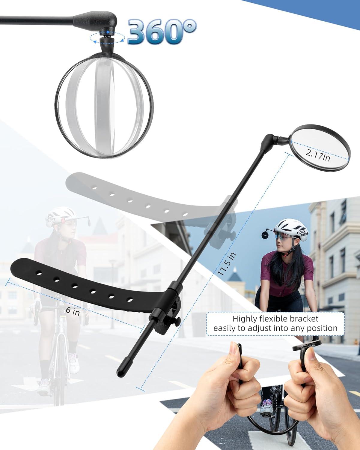 imageROCKBROS Bike Helmet Mirror 55cm HD Mirror Flexible Frame Detachable Design MTB Helmet Mirror for Bicycle Cycling Helmet Bike AccessoiresBlack55cm