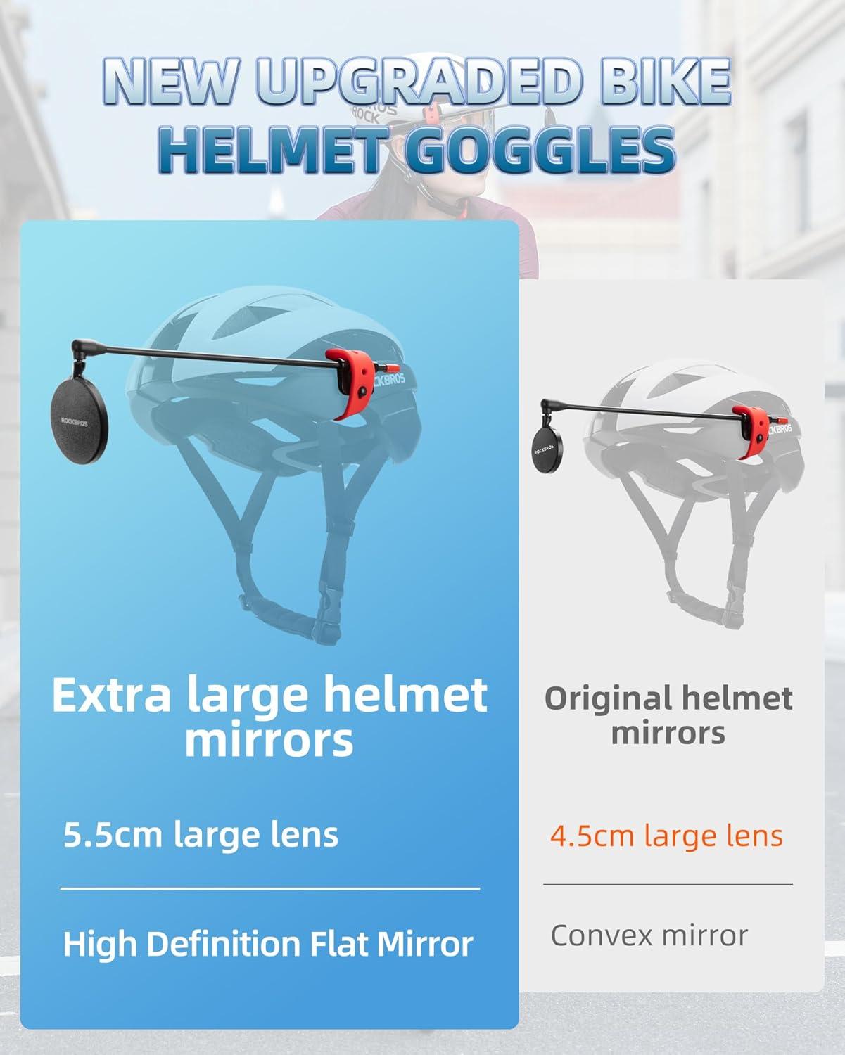 imageROCKBROS Bike Helmet Mirror 55cm HD Mirror Flexible Frame Detachable Design MTB Helmet Mirror for Bicycle Cycling Helmet Bike AccessoiresBlack55cm