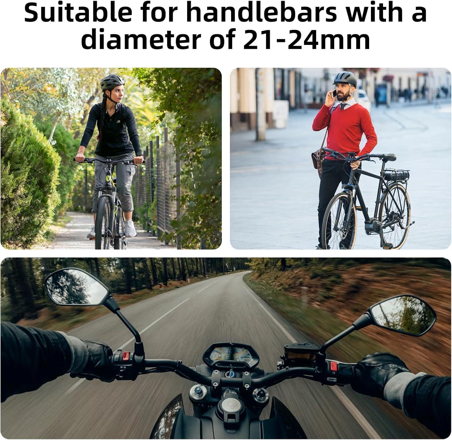 imageROCKBROS Bike Mirrors for Handlebars HD Antiglare amp Scratch Resistant Rear View Bicycle Mirrors Foldable Retractable amp Adjustable Mount for 2124cm Handlebar Ebike Escooter Accessories LeftRight Side