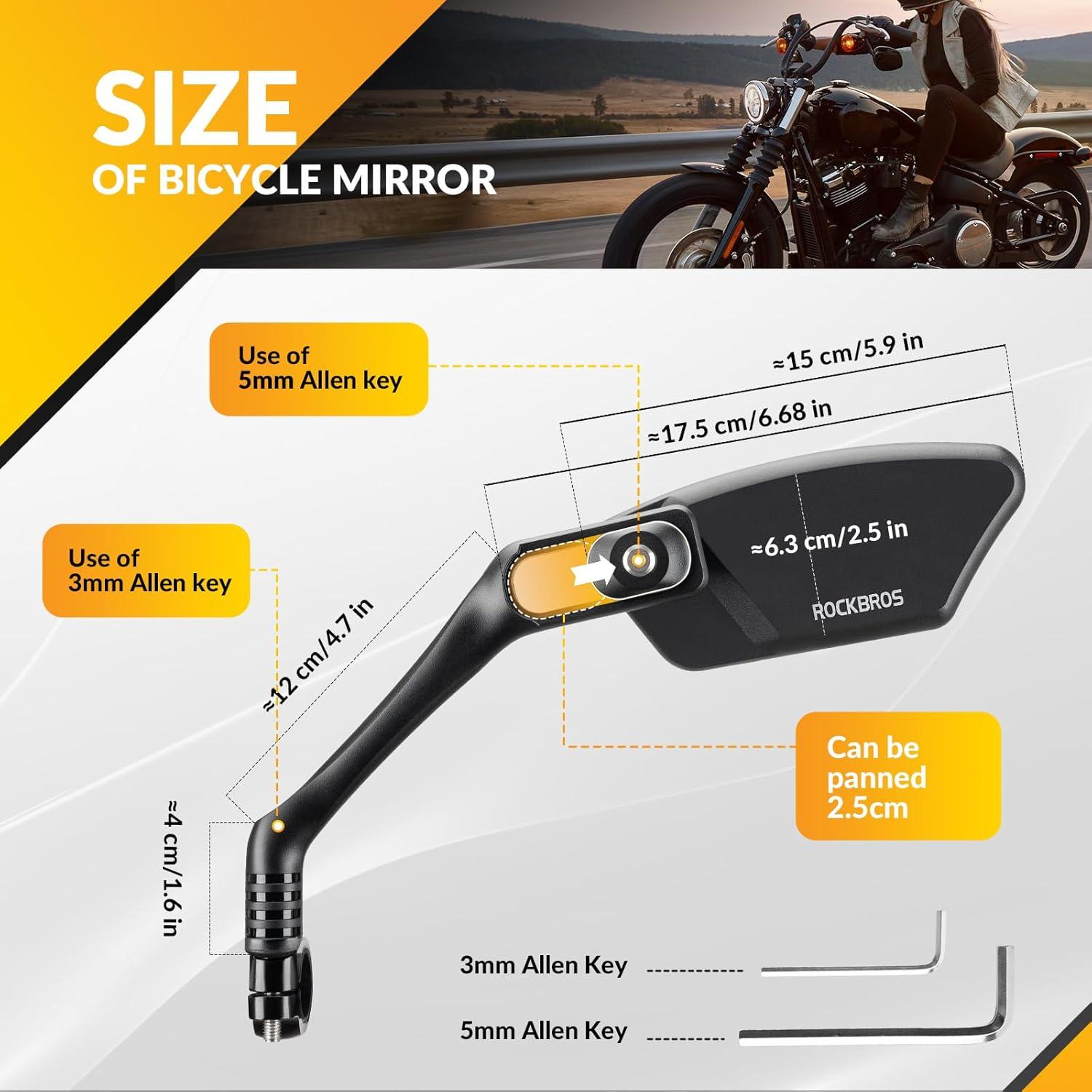 imageROCKBROS Bike Mirrors for Handlebars HD BlastResistant Bicycle Mirror for Ebike 360 Degree Adjustable Bike Rear View Mirror Easy to Install Left and Rightblackleft and right
