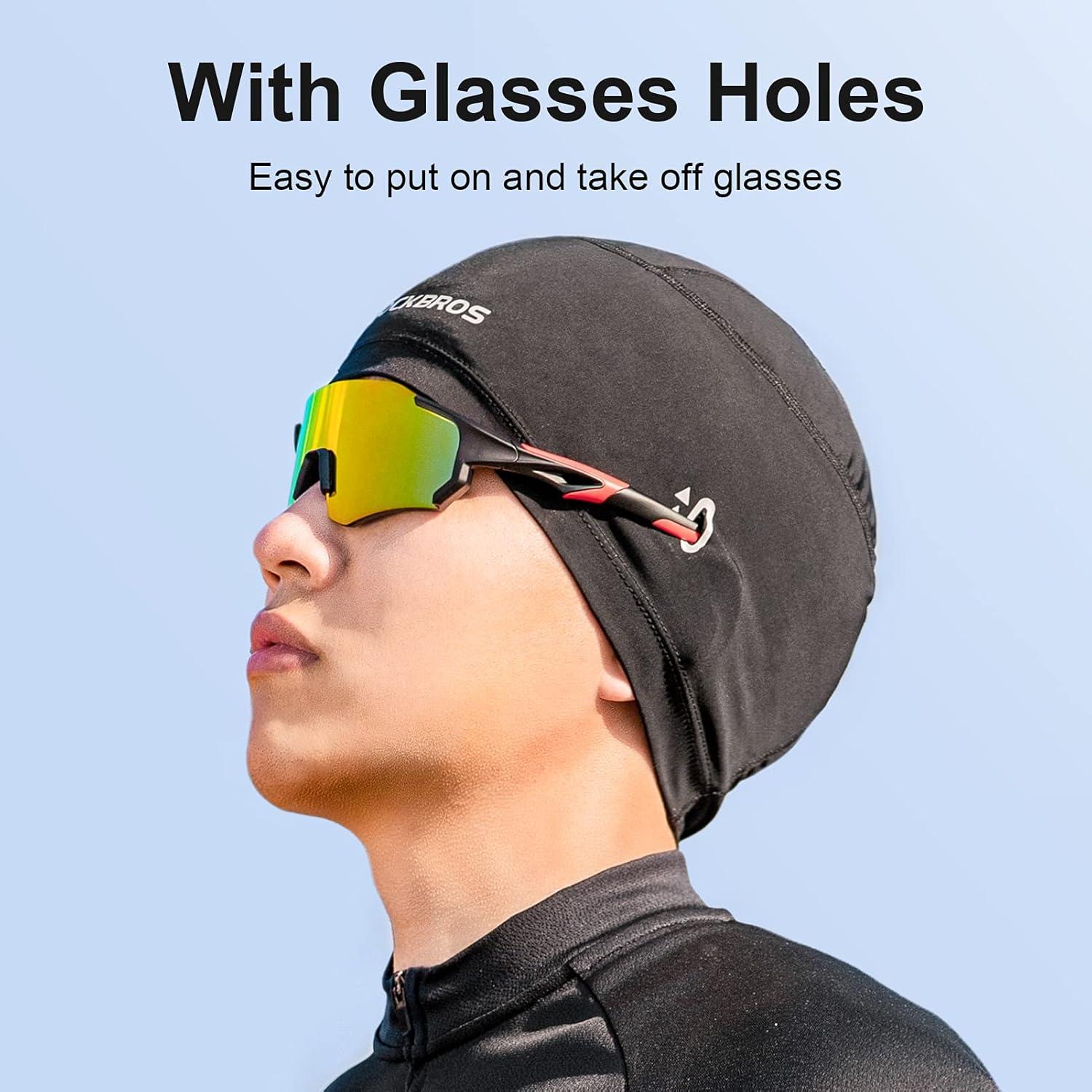 imageROCKBROS Cooling Skull Cap Helmet Liner for Men Motorcycle Skull Caps Summer Beanie Black