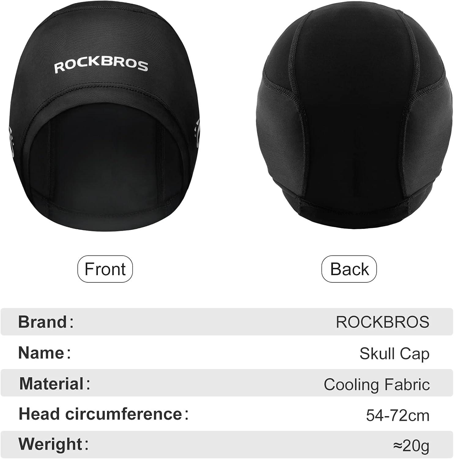 imageROCKBROS Cooling Skull Cap Helmet Liner for Men Motorcycle Skull Caps Summer Beanie Black