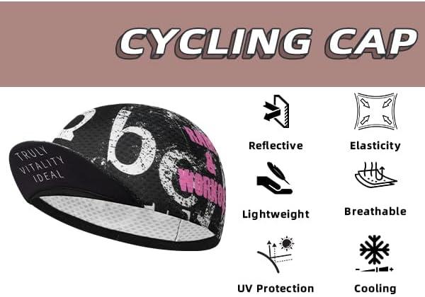 imageROCKBROS Cycling Cap Bike Cap for Women with Sun Visor Cooling Skull Cap Helmet Liner Sun Protection Running HatClassic Black