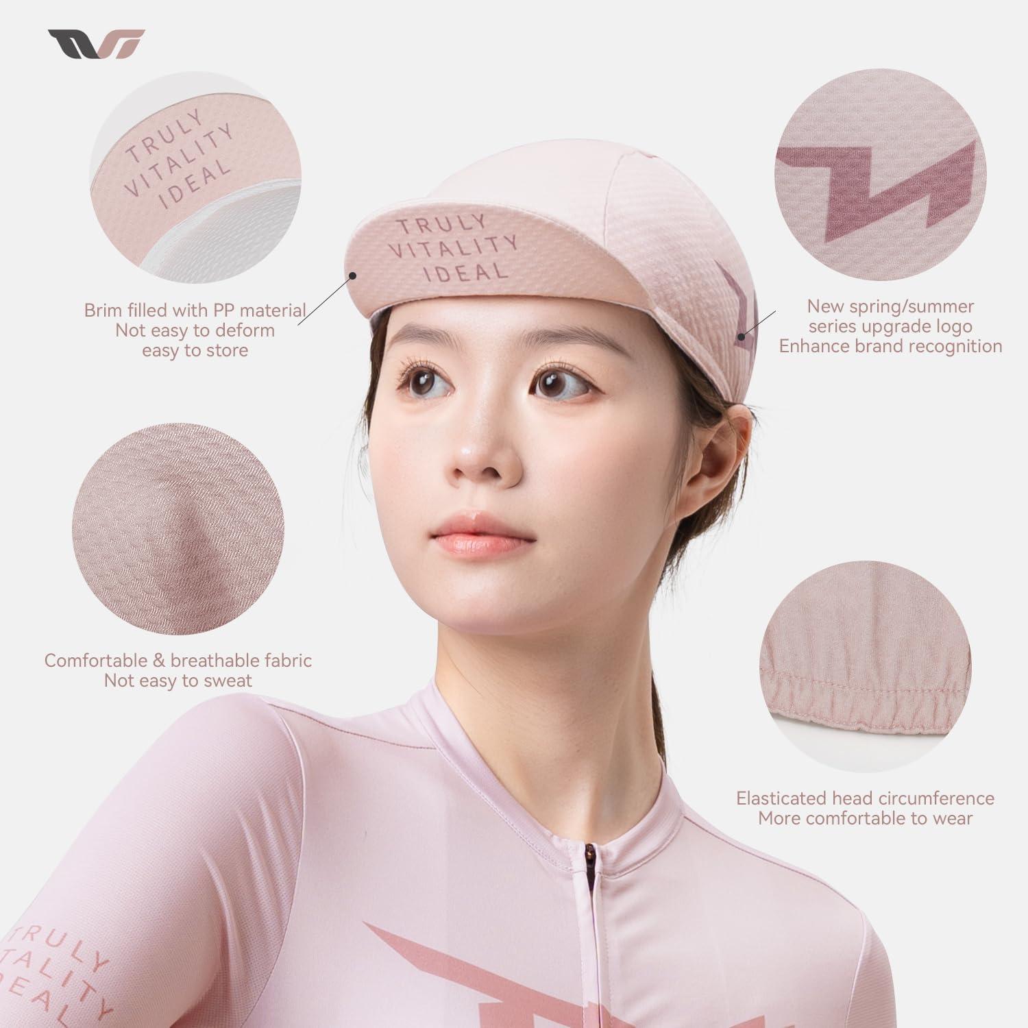 imageROCKBROS Cycling Cap Bike Cap for Women with Sun Visor Cooling Skull Cap Helmet Liner Sun Protection Running HatClassic White