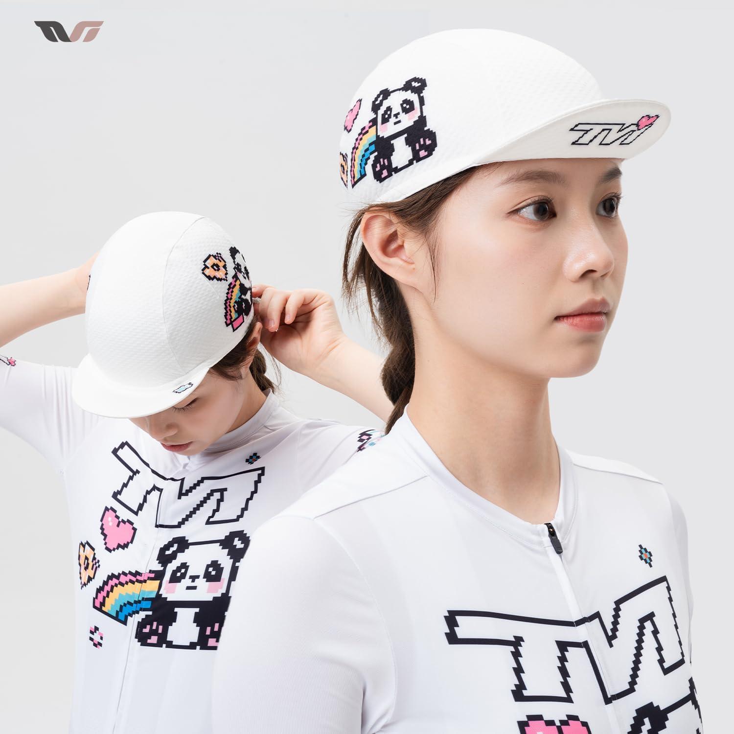 imageROCKBROS Cycling Cap Bike Cap for Women with Sun Visor Cooling Skull Cap Helmet Liner Sun Protection Running HatDigital White