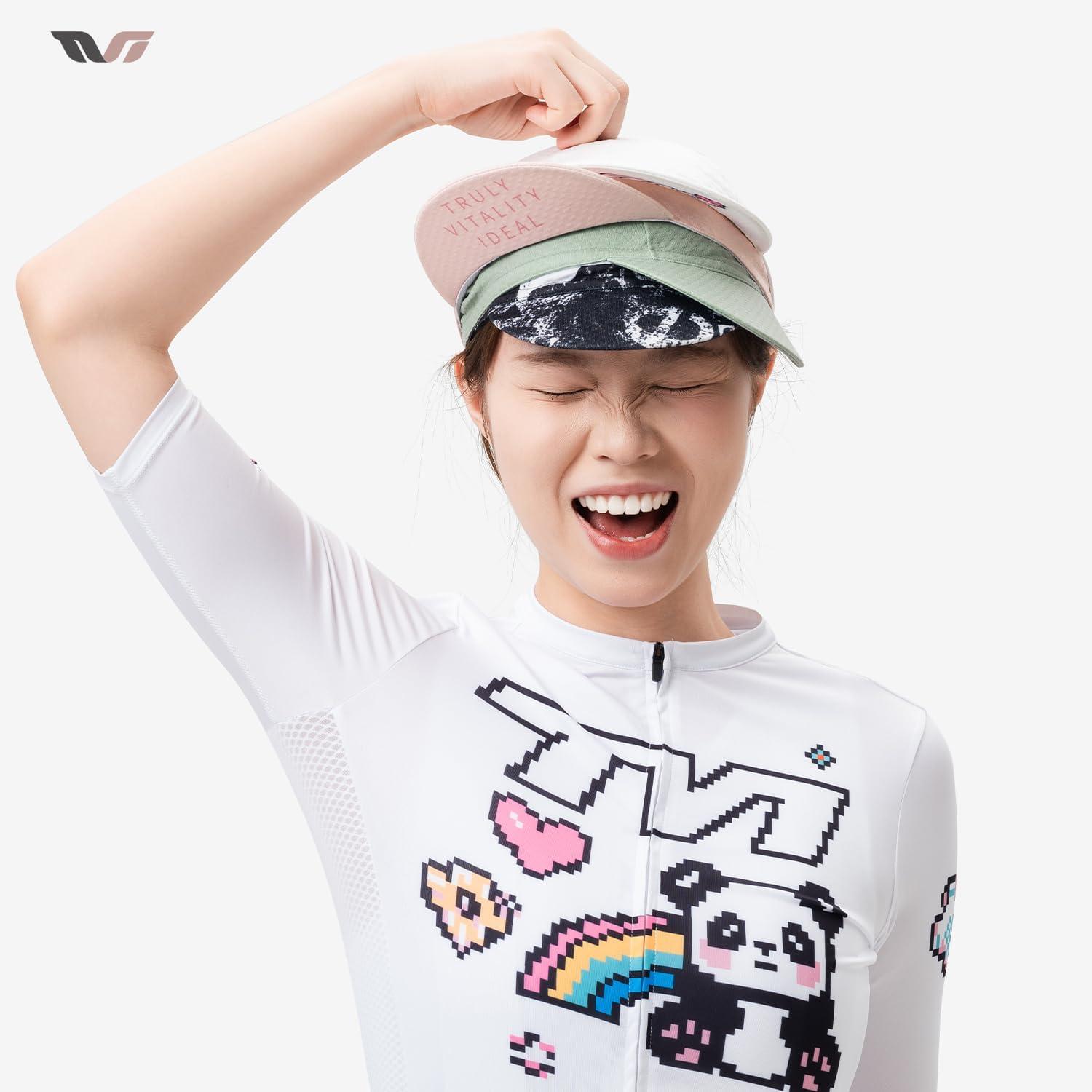 imageROCKBROS Cycling Cap Bike Cap for Women with Sun Visor Cooling Skull Cap Helmet Liner Sun Protection Running HatGreen