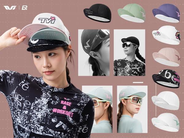 imageROCKBROS Cycling Cap Bike Cap for Women with Sun Visor Cooling Skull Cap Helmet Liner Sun Protection Running HatWhite