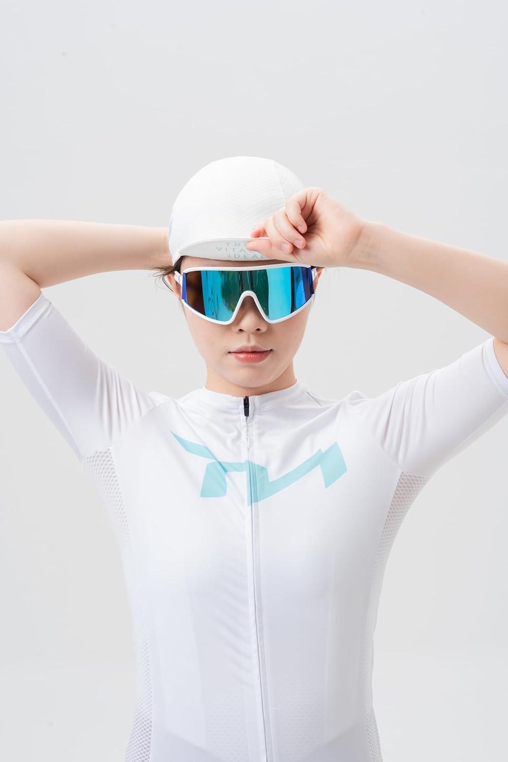 imageROCKBROS Cycling Cap Bike Cap for Women with Sun Visor Cooling Skull Cap Helmet Liner Sun Protection Running HatWhite