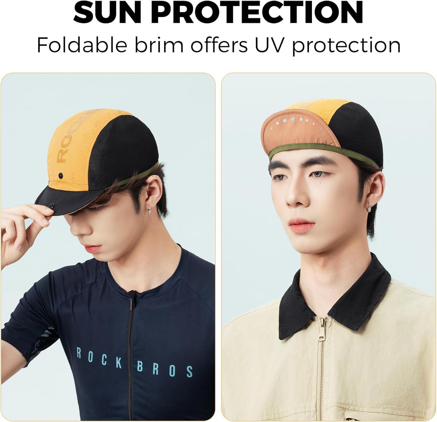 imageROCKBROS Cycling Cap Bike Cap with Sun Visor Cooling Skull Cap Helmet Liner Sun Protection Running Hat for Men Under HelmetRed
