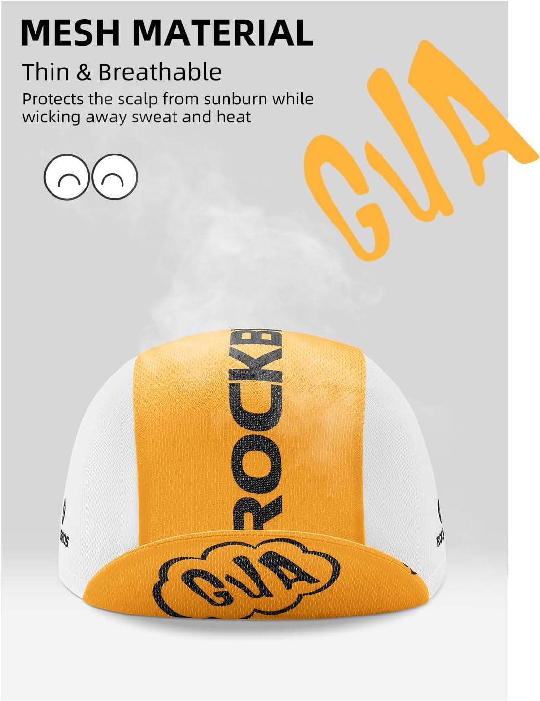 imageROCKBROS Cycling Cap Lightweight Cycling Hat with Sun Visor Breathable Under Helmet Cap Sun Protection Bike Hat CartoonA2 White