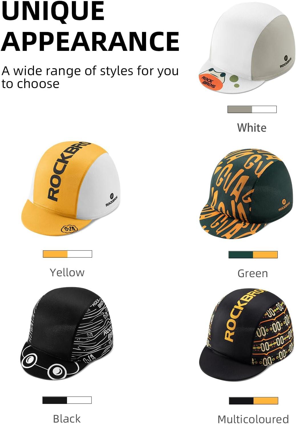 imageROCKBROS Cycling Cap Lightweight Cycling Hat with Sun Visor Breathable Under Helmet Cap Sun Protection Bike Hat CartoonA2 White