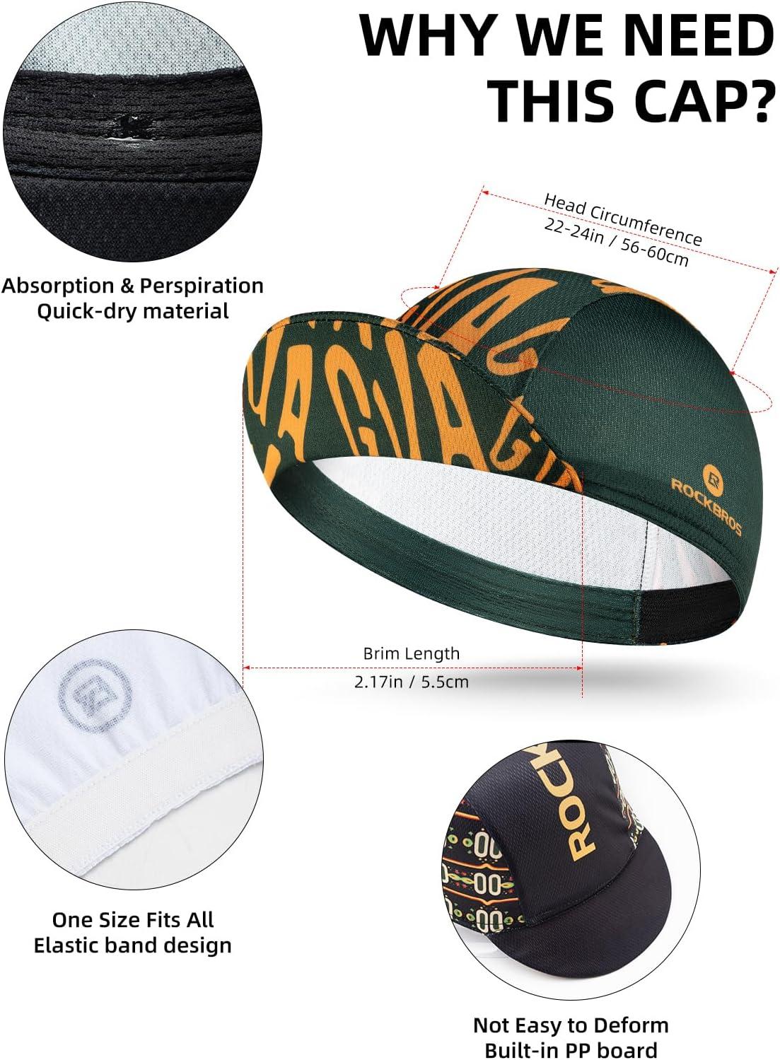 imageROCKBROS Cycling Cap Lightweight Cycling Hat with Sun Visor Breathable Under Helmet Cap Sun Protection Bike Hat CartoonA2 White