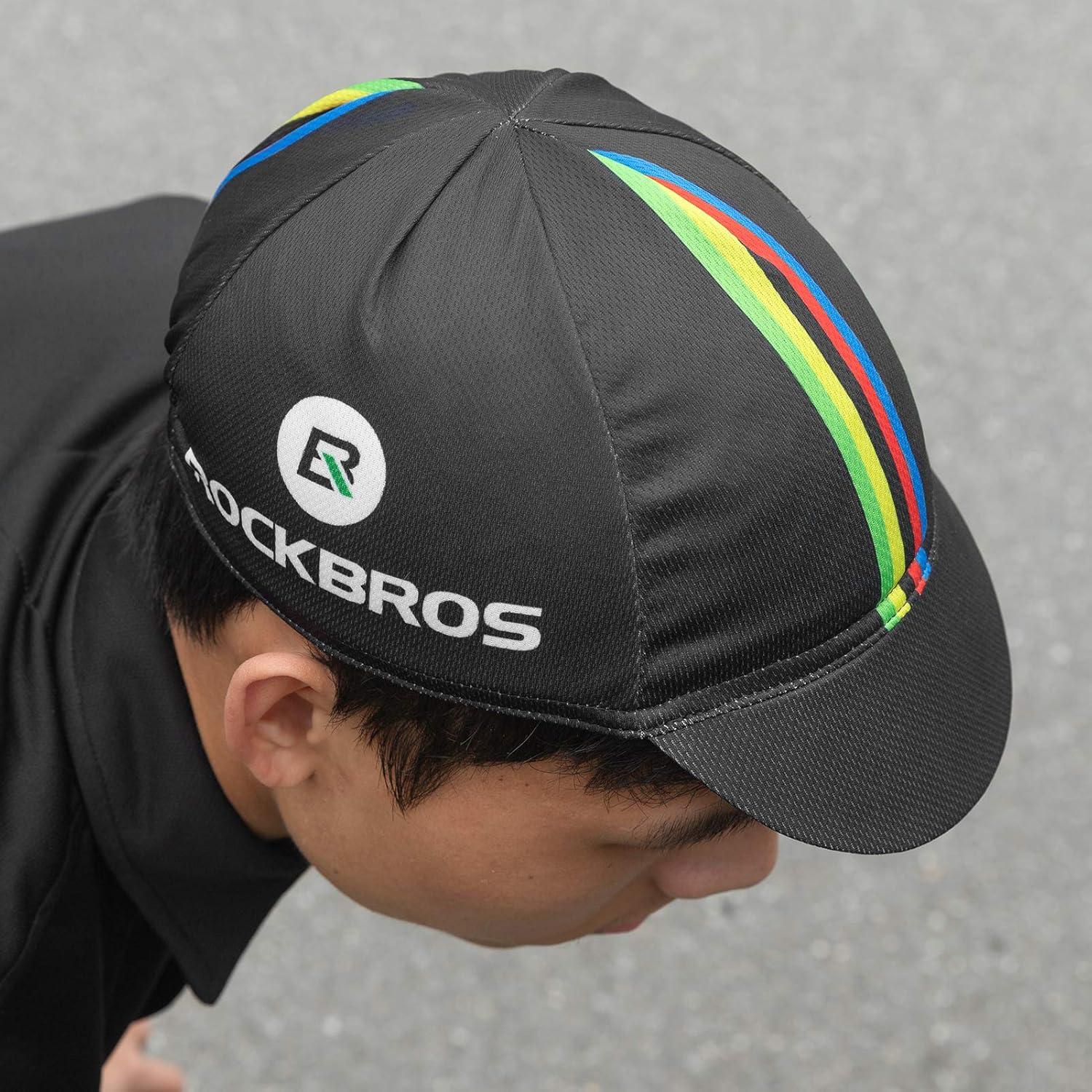 imageROCKBROS Cycling Cap Sun Visor Ployester Breathable Hat for Men Women Motorcycle Caps Road Mountain BikeRainbow Black