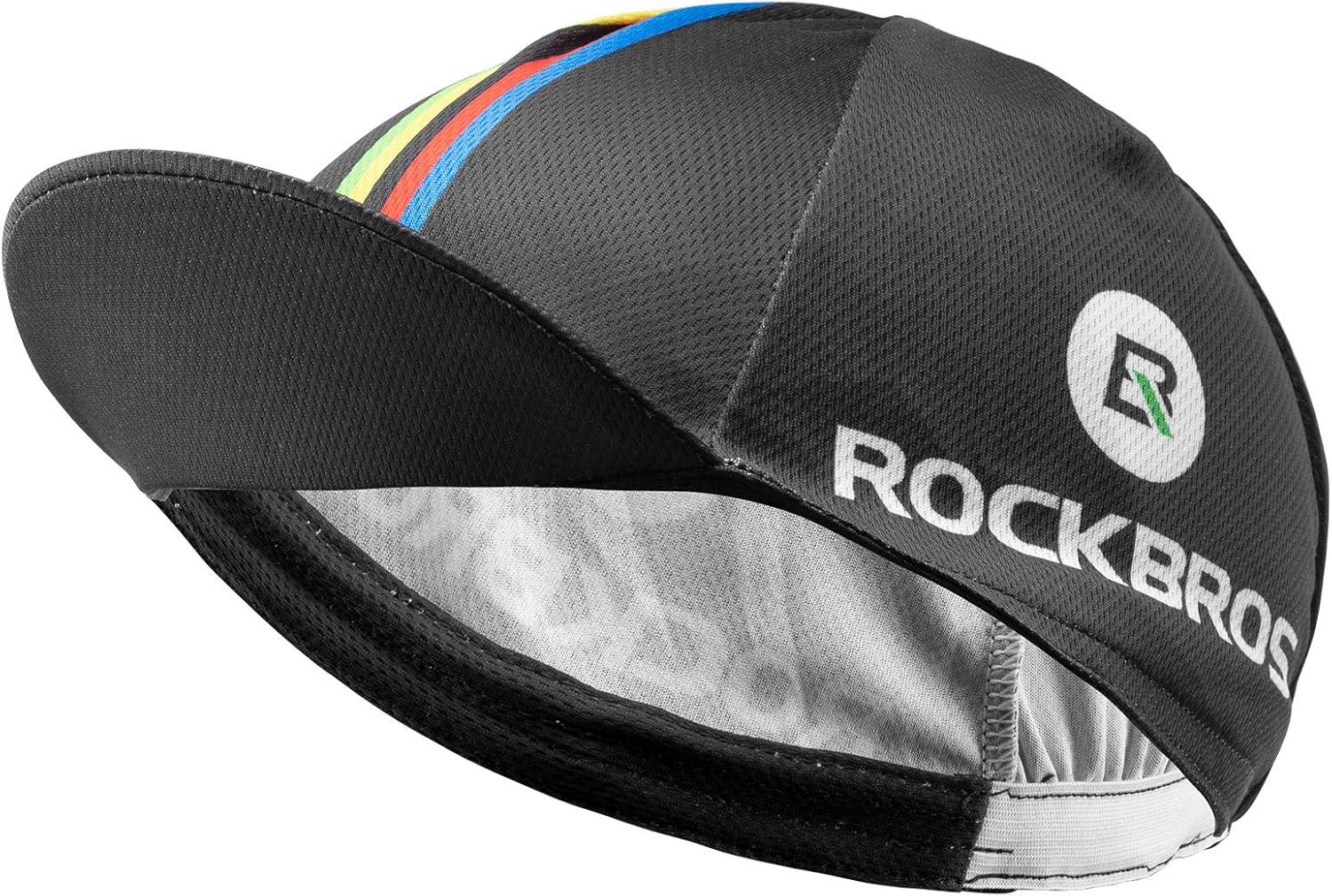 imageROCKBROS Cycling Cap Sun Visor Ployester Breathable Hat for Men Women Motorcycle Caps Road Mountain BikeRainbow Black