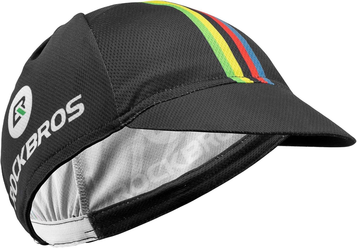 imageROCKBROS Cycling Cap Sun Visor Ployester Breathable Hat for Men Women Motorcycle Caps Road Mountain BikeRainbow Black