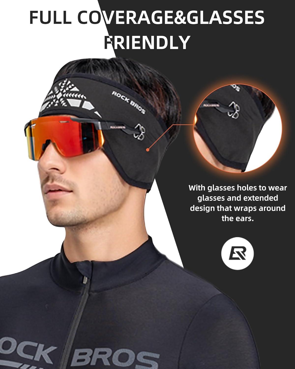 imageROCKBROS Ear Muffs for Winter Men Women Fleece Ear Warmers for Cold Weather Adjustable Headbands for Cycling Running Snowboarding Outdoors