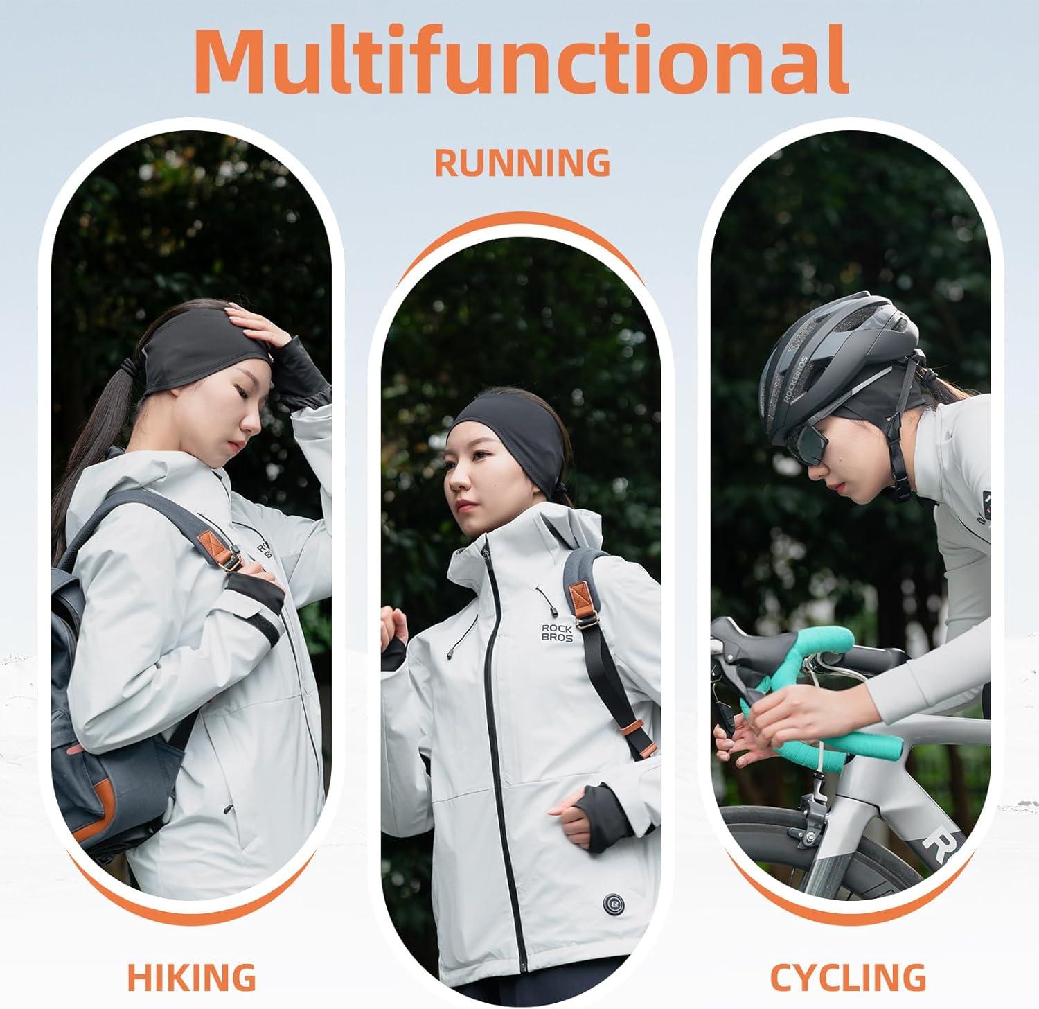 imageROCKBROS Ear Warmers Headband for Women and Men Stretchy Thermal Ear Muffs for Running Hiking Ski Cycling Outdoor
