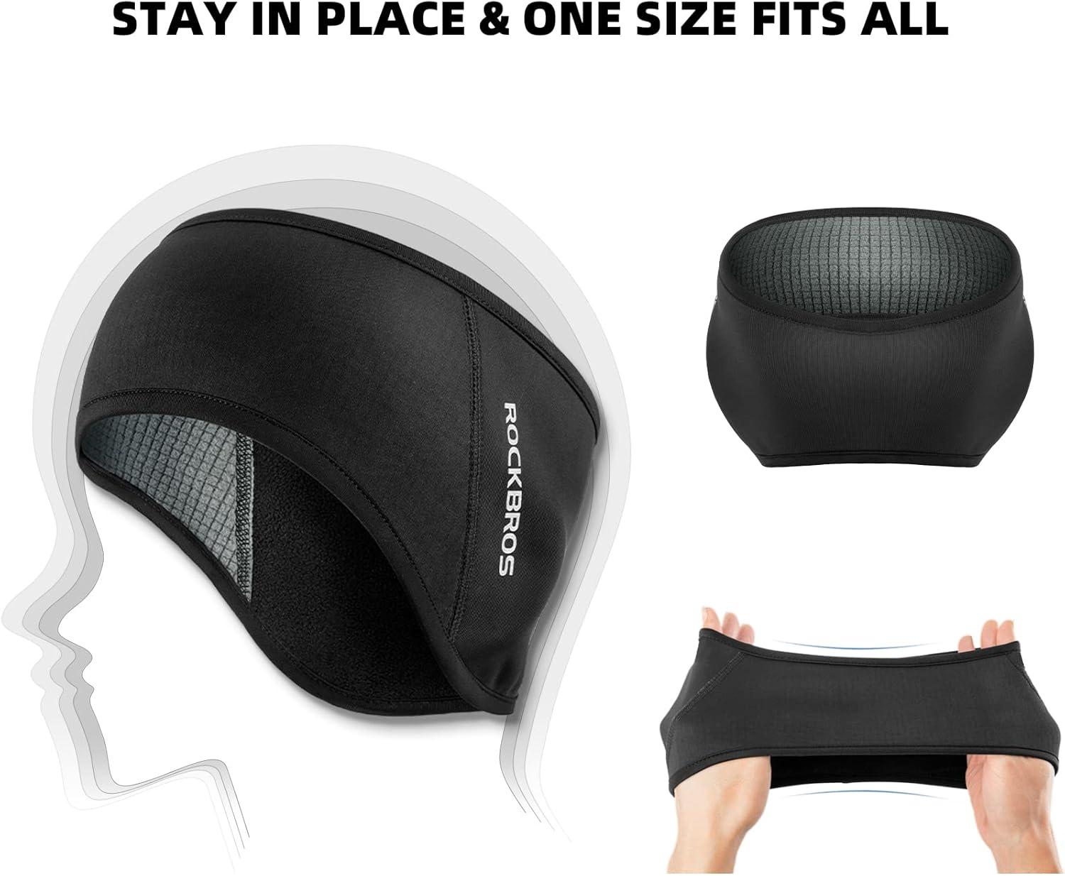 imageROCKBROS Fleece Ear Warmers Earmuffs Headband Men Women for Running Skiing Cycling Warm Ear Cover for Winter Cold WeatherBlackmen