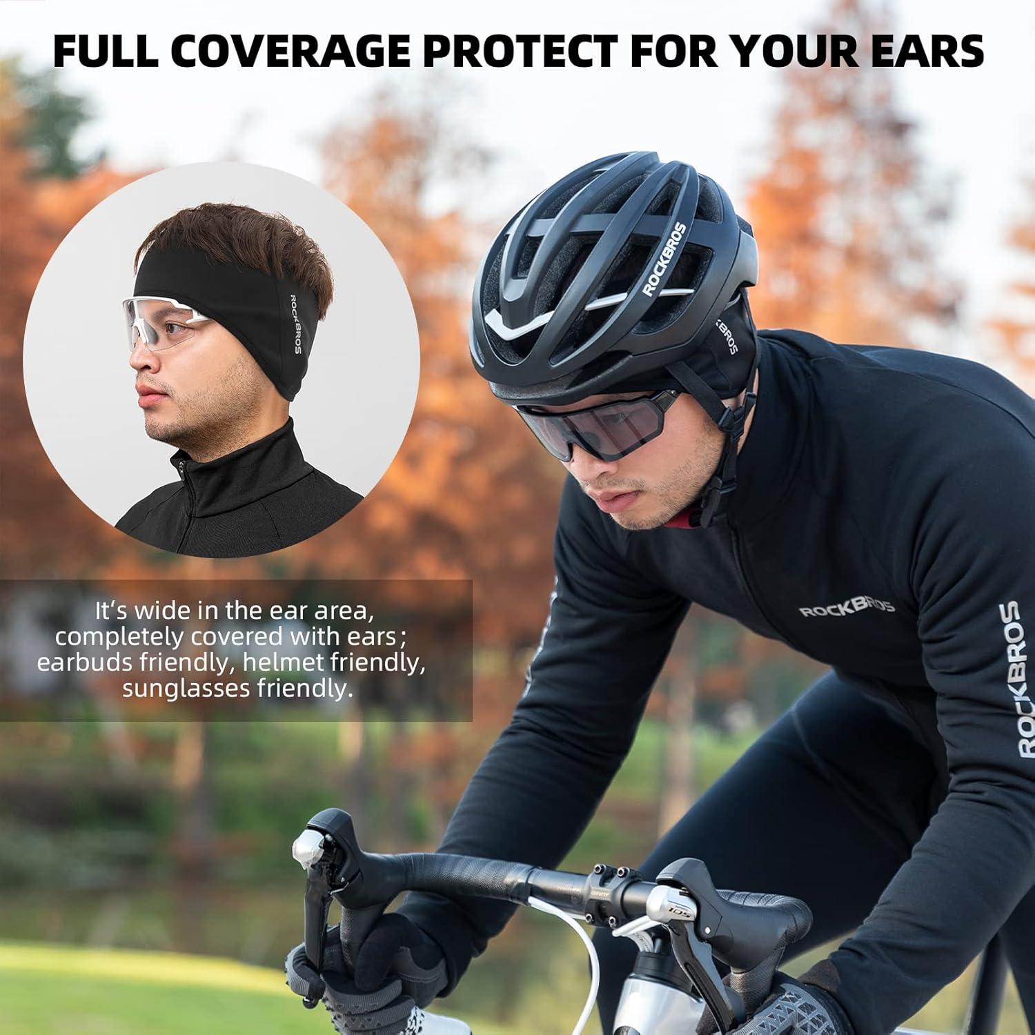 imageROCKBROS Fleece Ear Warmers Earmuffs Headband Men Women for Running Skiing Cycling Warm Ear Cover for Winter Cold WeatherBlackmen
