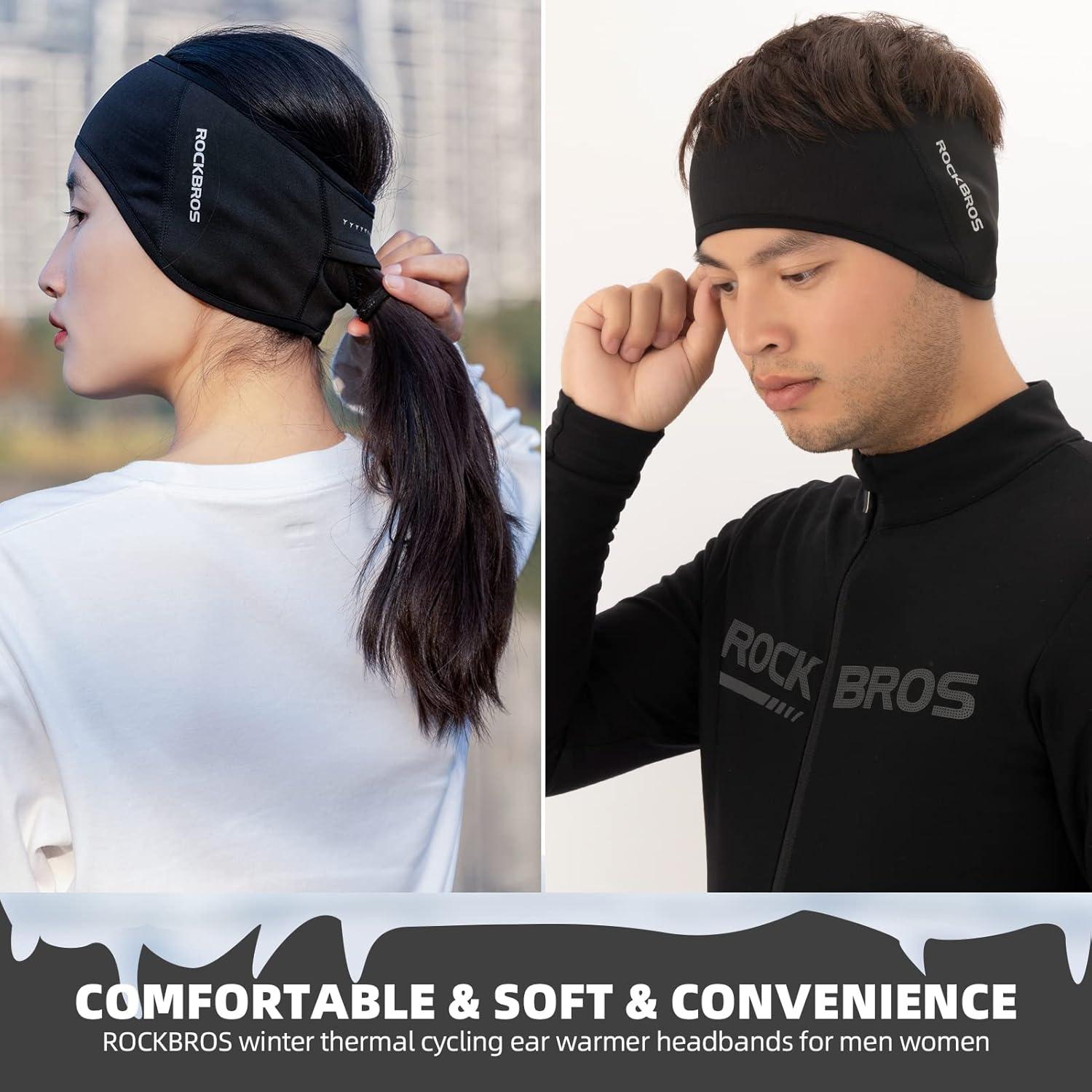 imageROCKBROS Fleece Ear Warmers Earmuffs Headband Men Women for Running Skiing Cycling Warm Ear Cover for Winter Cold WeatherBlackmen