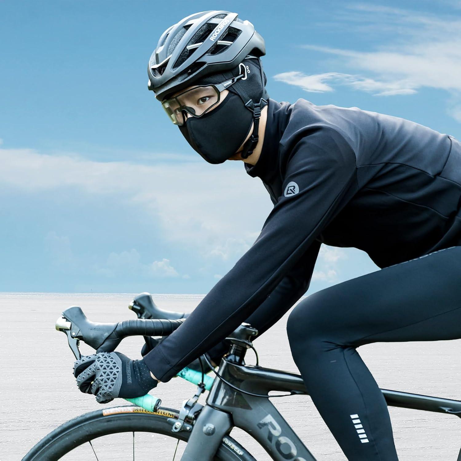 imageROCKBROS Skull Cap Helmet Liner with Glasses Holes Winter Thermal Cycling Cap Cycling Hat Beanie Black