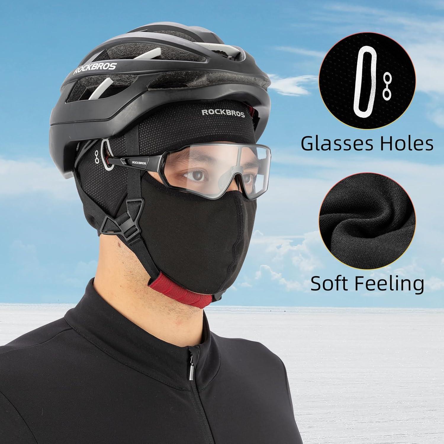 imageROCKBROS Skull Cap Helmet Liner with Glasses Holes Winter Thermal Cycling Cap Cycling Hat Beanie Black