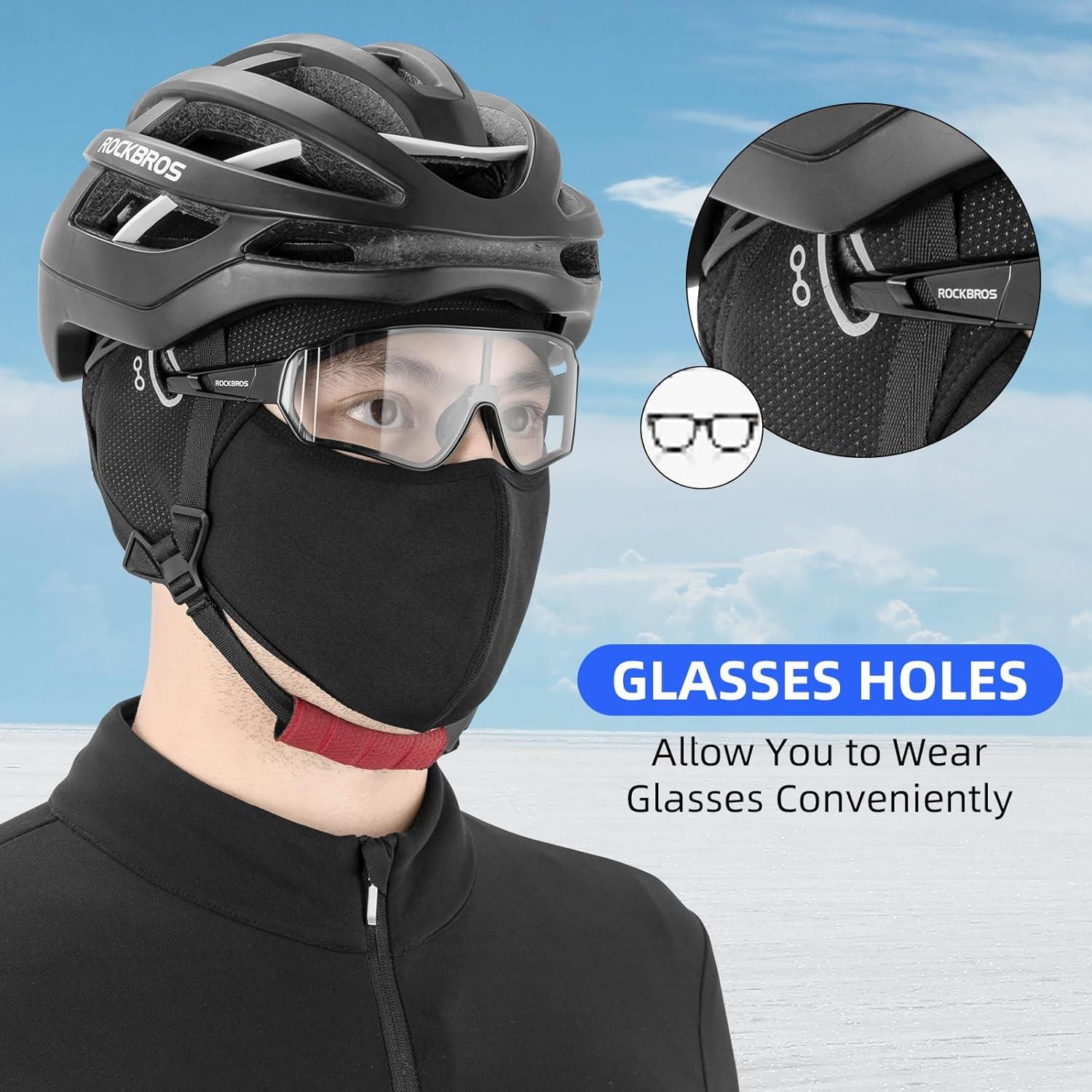 imageROCKBROS Skull Cap Helmet Liner with Glasses Holes Winter Thermal Cycling Cap Cycling Hat Beanie Black