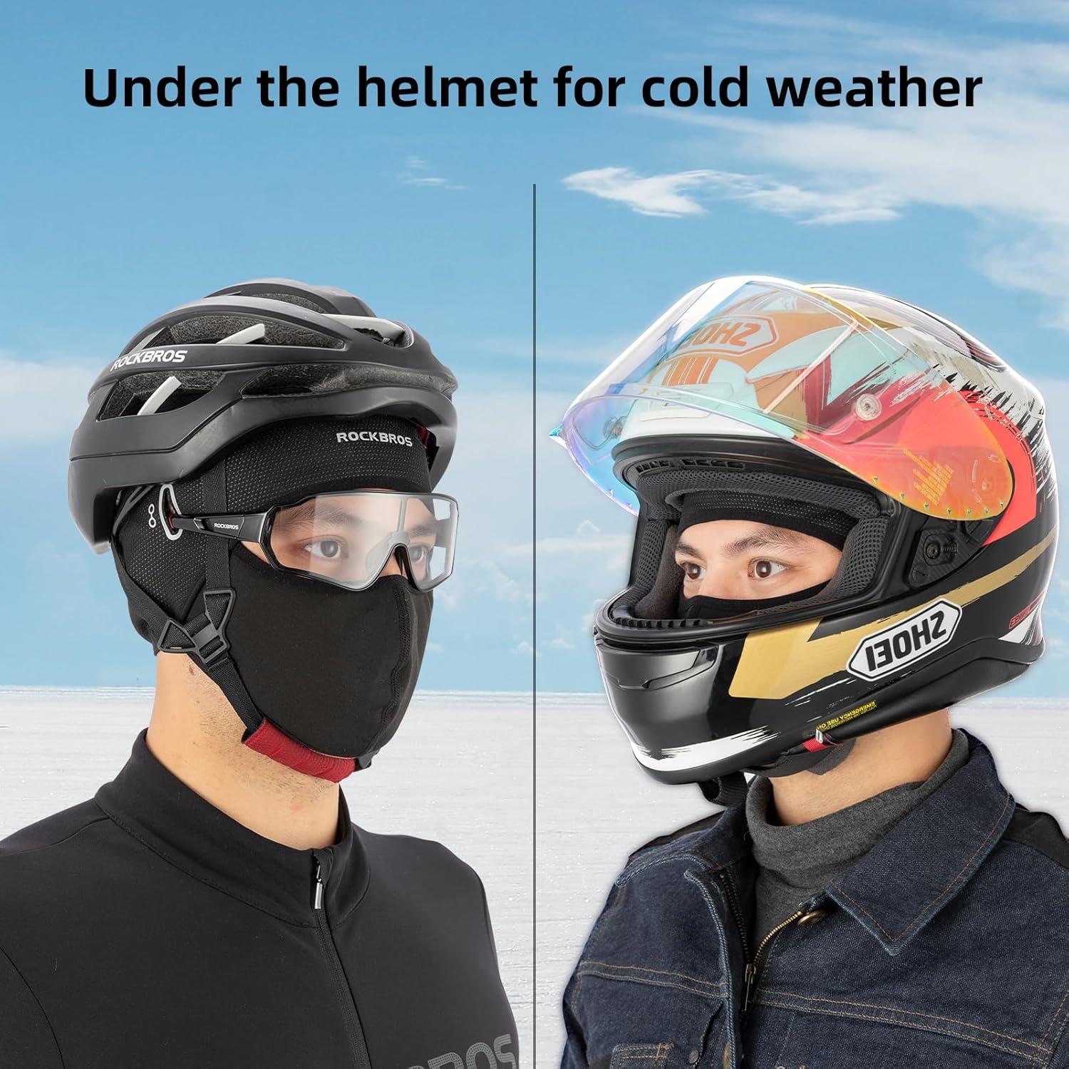 imageROCKBROS Skull Cap Helmet Liner with Glasses Holes Winter Thermal Cycling Cap Cycling Hat Beanie Black