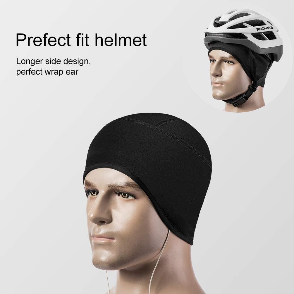 imageROCKBROS Skull Cap Men amp Women Thermal Cycling Helmet Liner Moisture Wicking Motorcycle Running HatFits Under HelmetsBlack