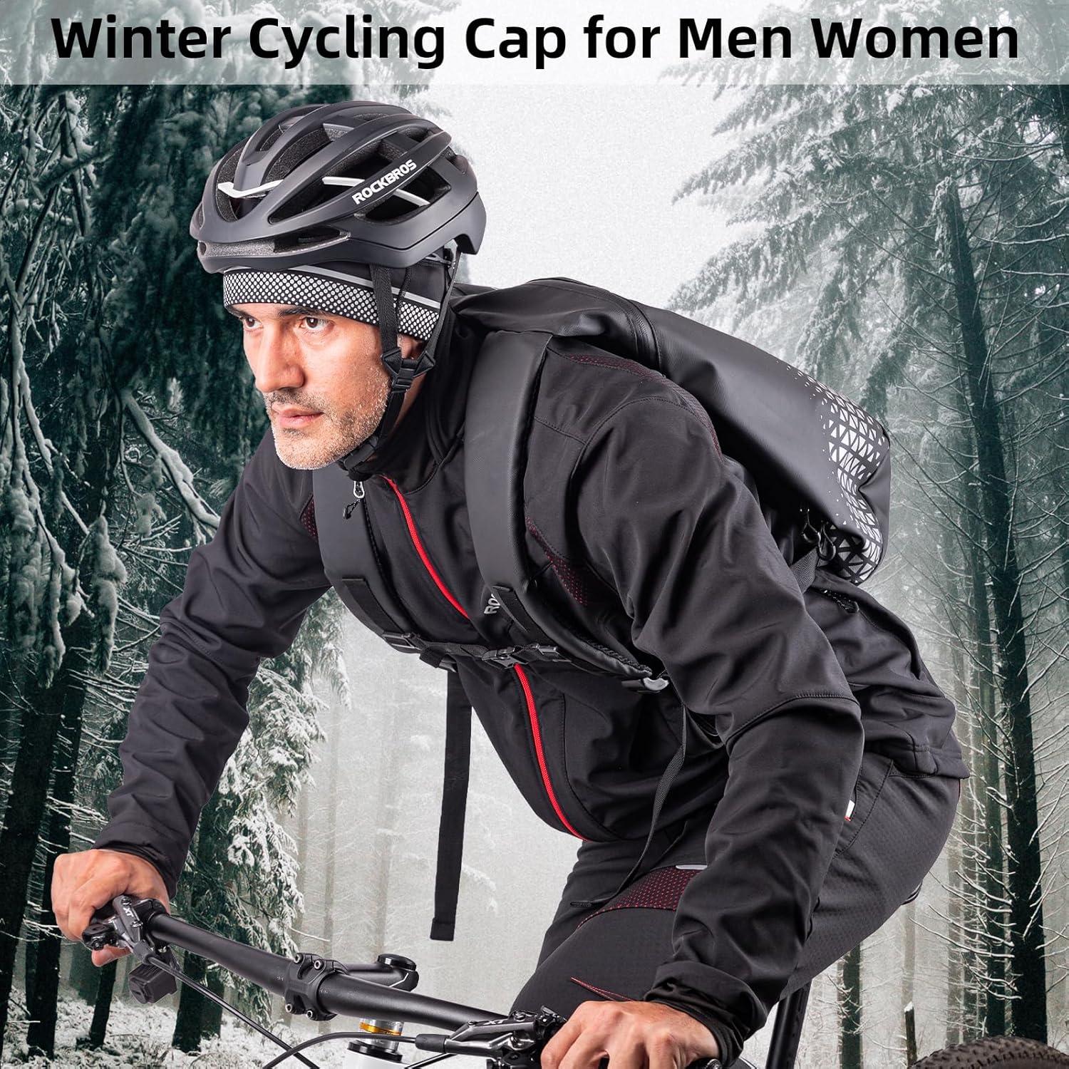 imageROCKBROS Thermal Skull Cap Winter Hats for Men Women Ear Warmers Cold Weather Gear Helmet Liner for Cycling Running SkiBlack