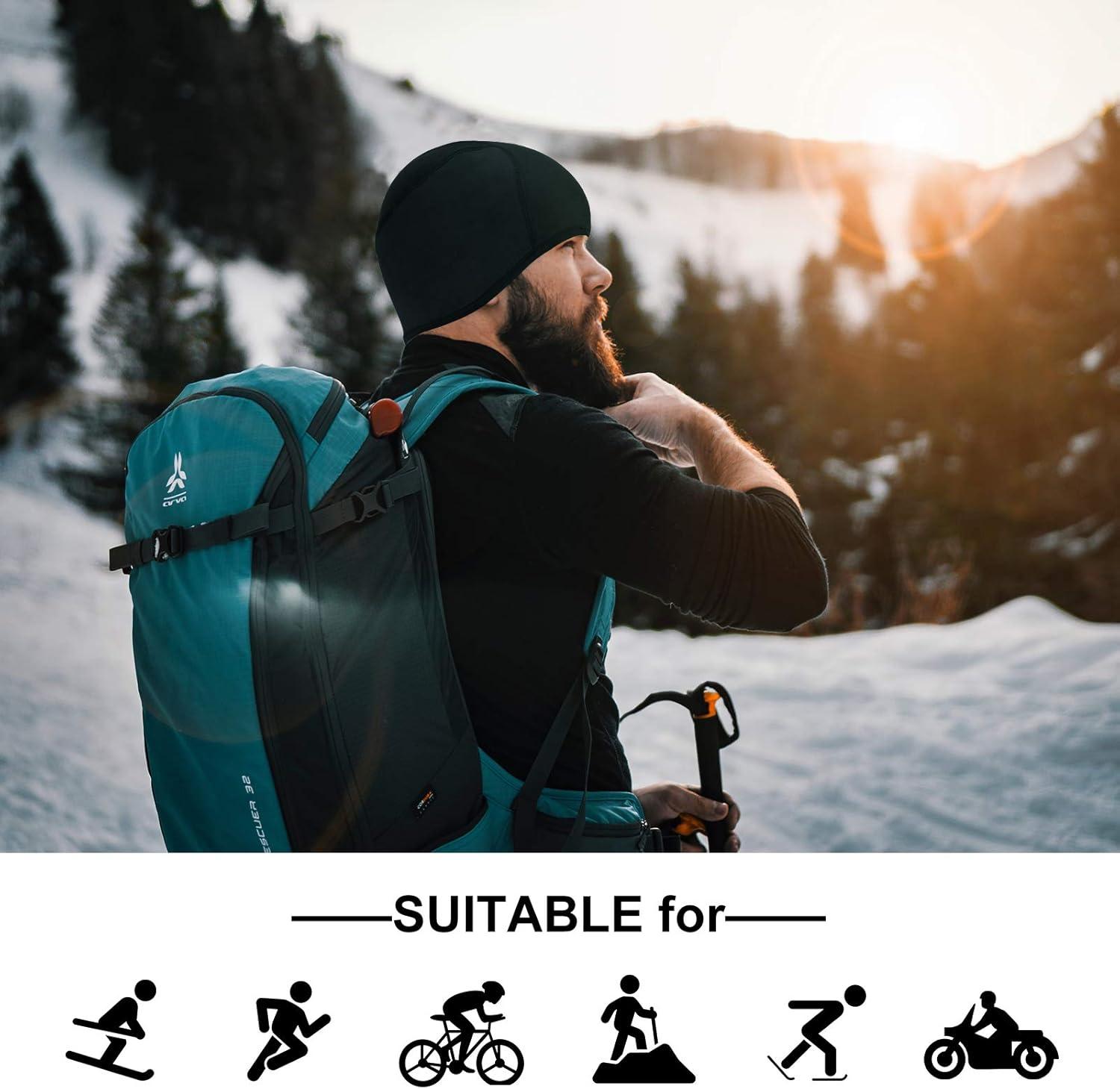imageROCKBROS Thermal Skull Cap Winter Hats for Men Women Ear Warmers Cold Weather Gear Helmet Liner for Cycling Running SkiBlack1