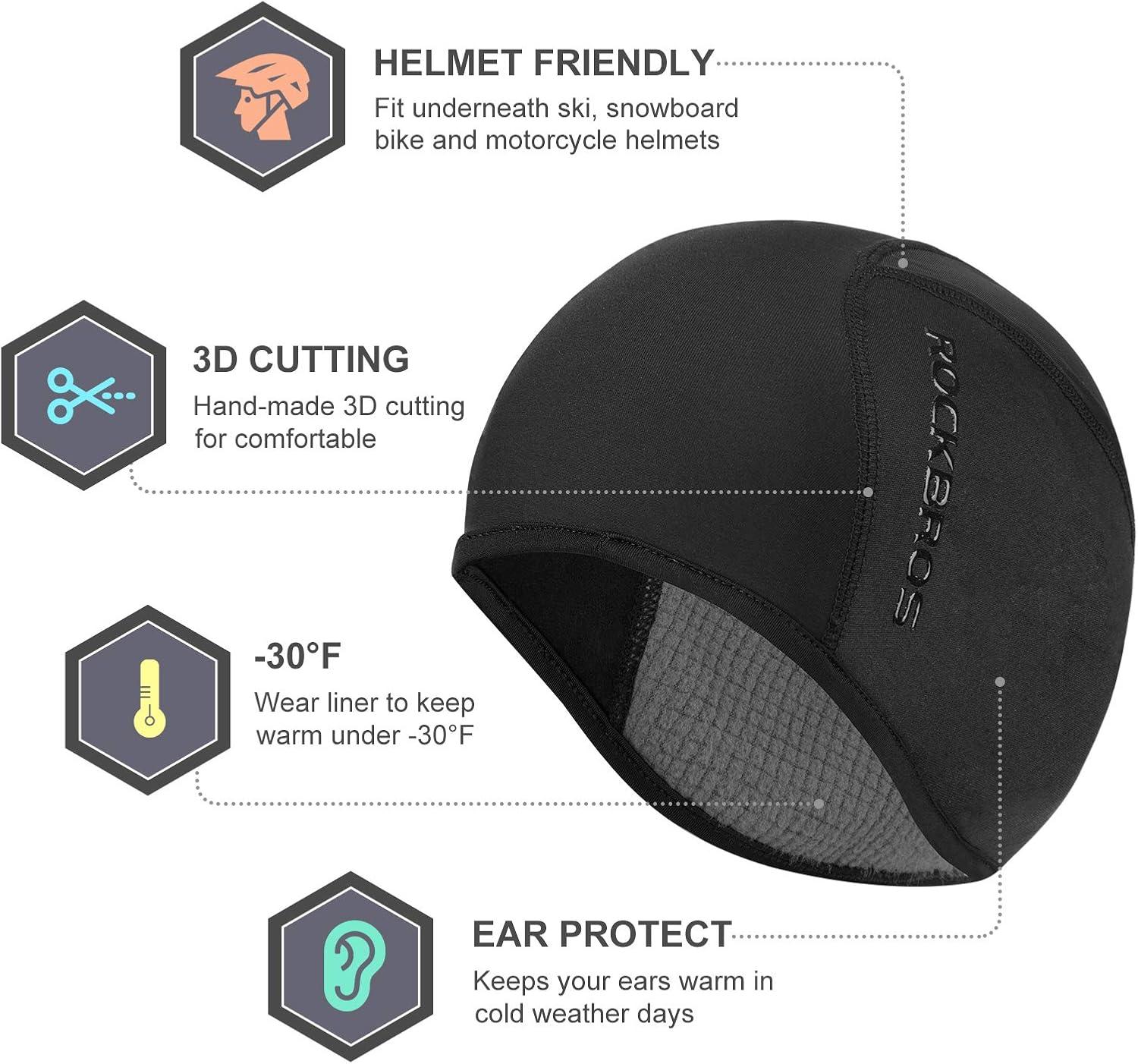 imageROCKBROS Thermal Skull Cap Winter Hats for Men Women Ear Warmers Cold Weather Gear Helmet Liner for Cycling Running SkiBlack1