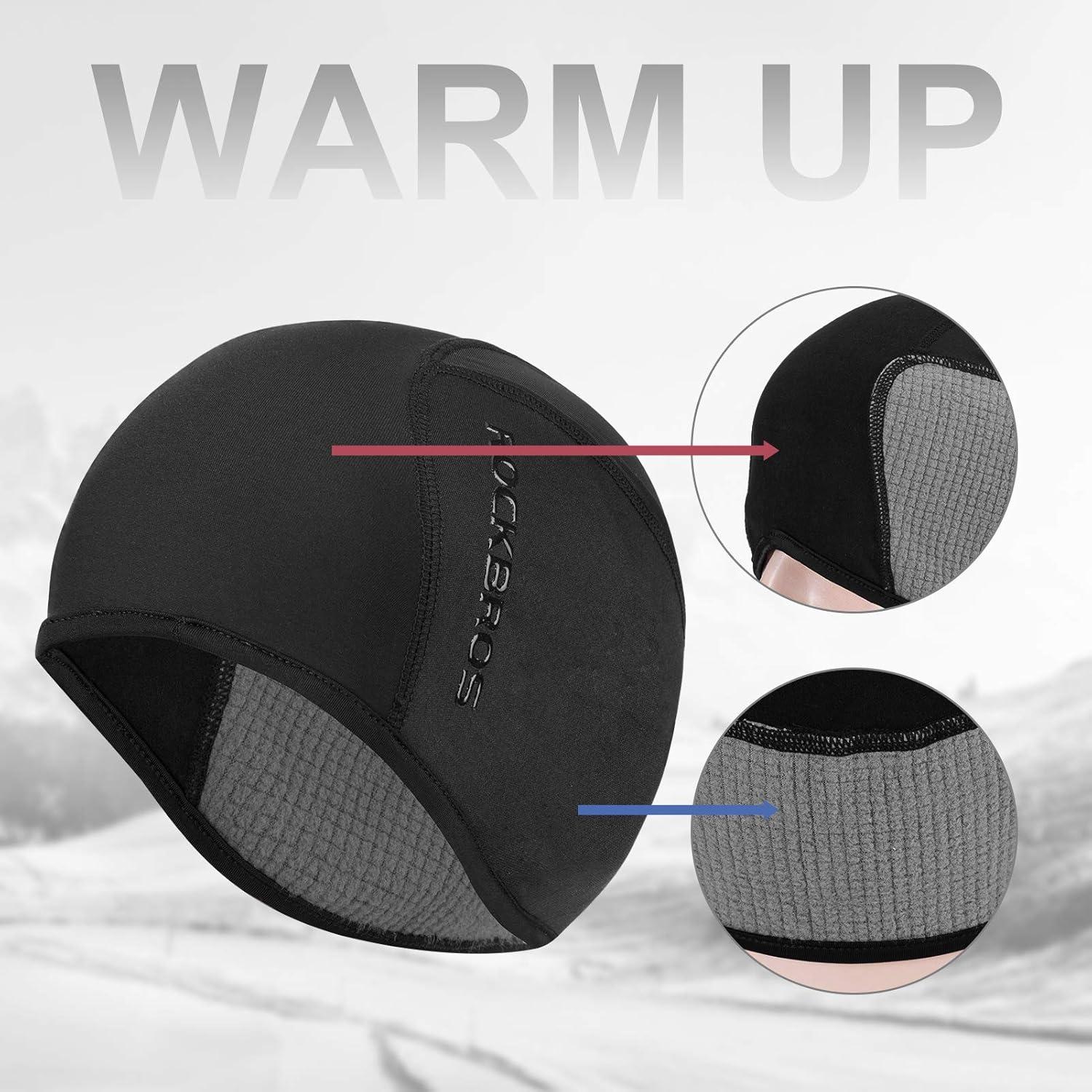imageROCKBROS Thermal Skull Cap Winter Hats for Men Women Ear Warmers Cold Weather Gear Helmet Liner for Cycling Running SkiBlack1