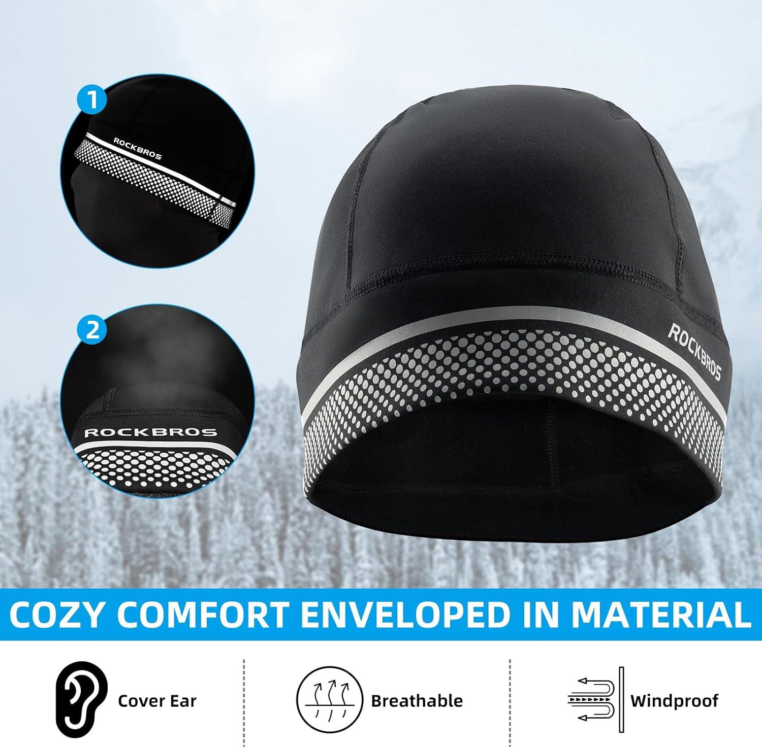 imageROCKBROS Thermal Skull Cap Winter Hats for Men Women Ear Warmers Cold Weather Gear Helmet Liner for Cycling Running SkiYellow